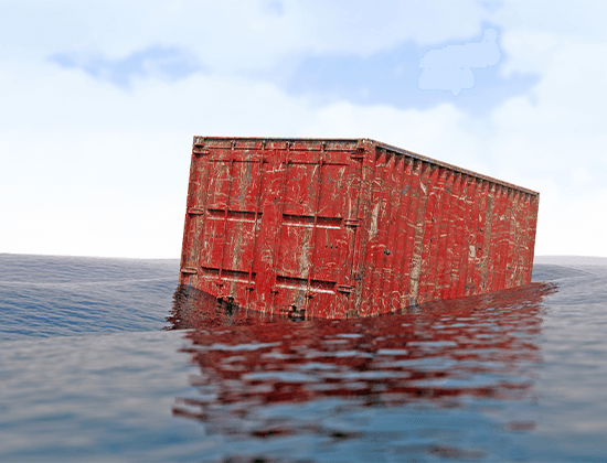 See-Container, der untergeht